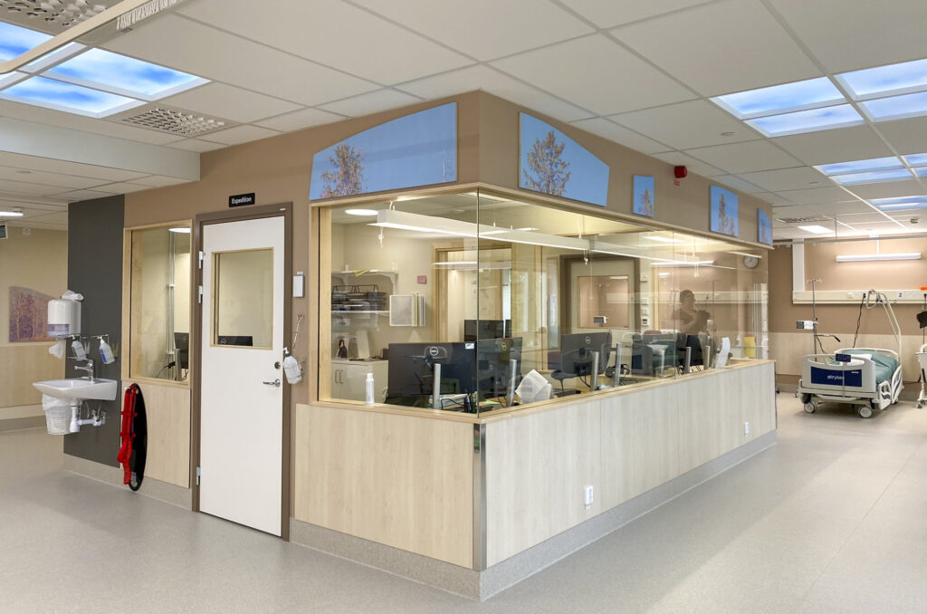 Anna Renströms konstgestaltning Trädmålningar på Dagvården i Örnsköldsviks sjukhus